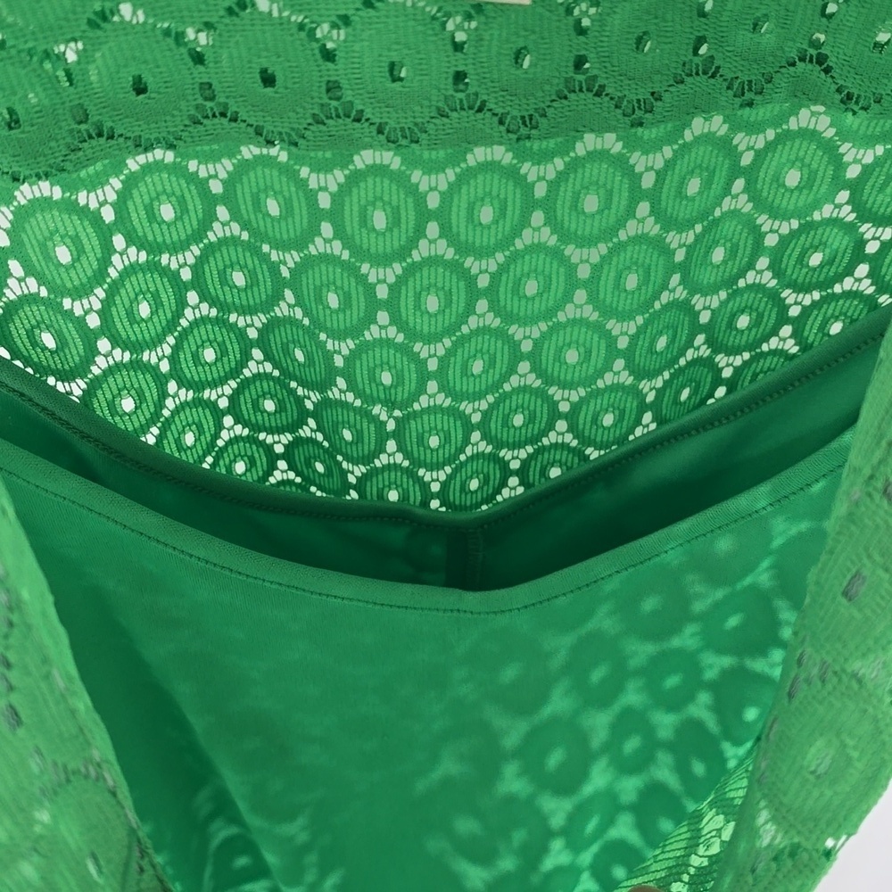 {Emma & Michele} Green Eyelet Sleeveless Lace Belted Dress - Size 12 - Picture 12 of 15